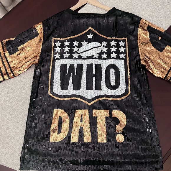 Dresses & Skirts - New Orleans Saints Black & Gold Sequin "Who Dat" #41 Dress One-Size Women’s